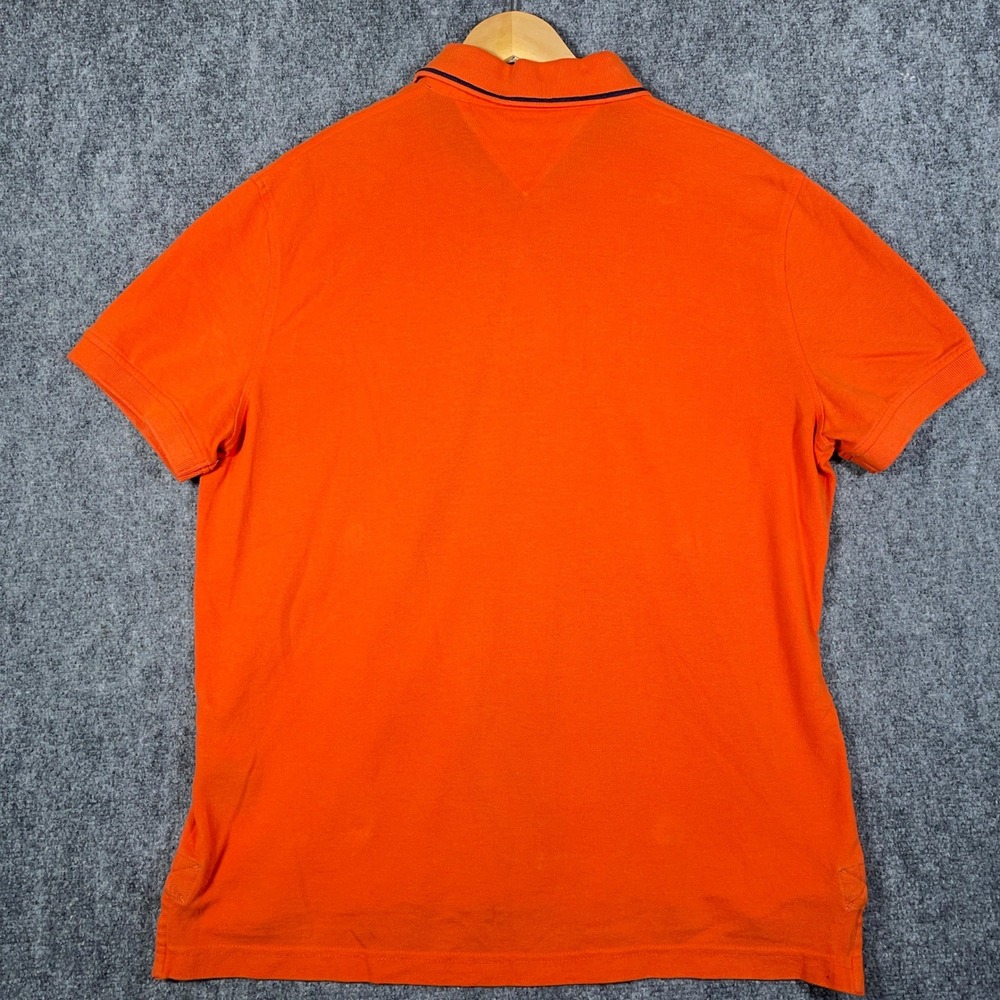 Tommy Hilfiger Polo Shirt Mens L Orange Logo Short Sleeve Cotton Casual #AB441 - Picture 5 of 10
